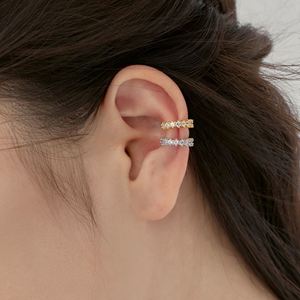 Dylam Lightly Luxury S925 Silver Rhodium 18K Gold Plated Fine Fashion Eternity 5A Cubic Zirconia C Shape <b>Cuff</b> <b>Earrings</b> for Women - Product Image 2