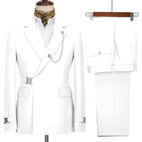 Mode noir hommes smoking costumes 2 pièces coupe régulière revers cranté Double boutonnage veste + pantalon pour la fête de bal