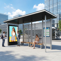 Parada de Autobús Inteligente Rectangular para Exteriores con Energía Solar, Pantalla LCD Publicitaria a Todo Color (3000 Lúmenes) y Banco