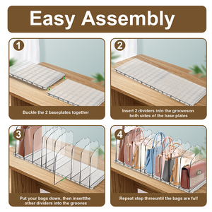 محفظة منظم خزانة حقيبة يد منظم مكتب ملف فارز محفظة شفافة حقيبة يد رف تخزين-فواصل مخلب بلاستيكية - Product Image 2