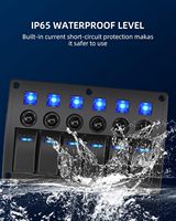 Panneau de commande à 6 interrupteurs à bascule 12-24V avec indicateurs LED bleus, disjoncteurs, étanche, pré-câblé pour applications marines