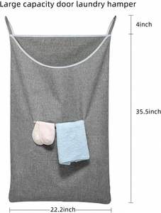 Sac à linge suspendu personnalisable en polyester 600D, grand format, durable, avec poche avant zippée, solution de rangement de vêtements peu encombrante, Homey - Product Image 2