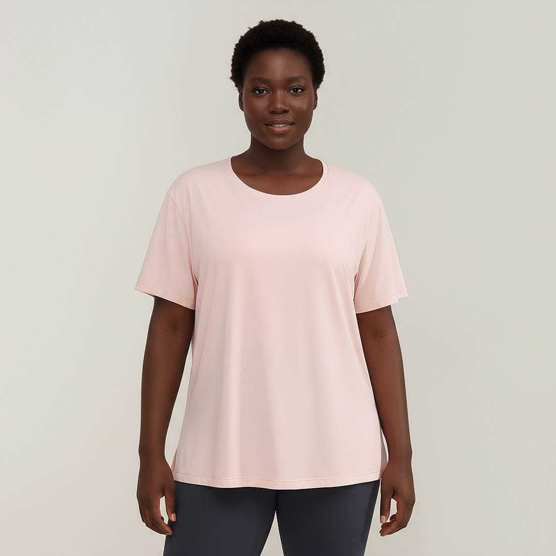 Women's Plus Size Lightweight Breathable Quick-Dry Workout T-Shirt-Summer Yoga Running Gym Fitness Top with Four-Way Stretch