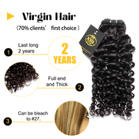 Extensions de cheveux humains brésiliens de luxe, bouclés Jerry, vierges, double trame, noir naturel, prêts à la permanente, vente en gros