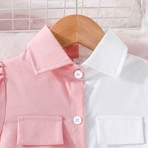 Gaun Katun Warna Solid Lengan Pendek Tipis Motif Patchwork dengan Pita untuk Anak Perempuan Usia 6 hingga 14 Tahun - Product Image 3