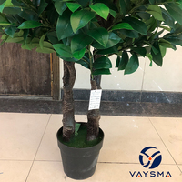 Arbre artificiel de 4,8 pieds de haut dans un pot en plastique, plantes artificielles Ficus Lyrata pour la décoration de la maison, du bureau, du salon, intérieur et extérieur
