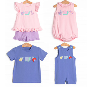 Shorts décontractés personnalisés en coton et élasthanne imprimés pour enfants et filles, tenues assorties pour bébés, combinaisons bulle, vente en gros, respirants pour enfants - Product Image 1