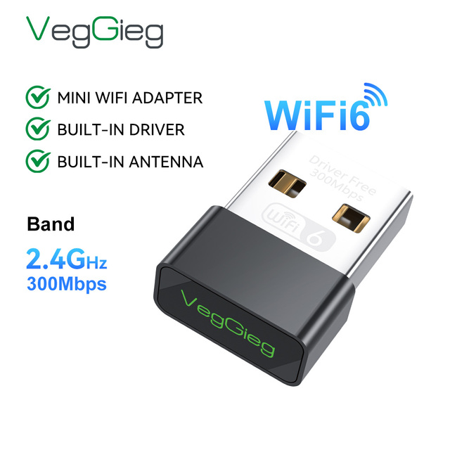 VegGieg WIFI6 AX300 Usb Wifi Adapter Free Driver Network Dongle for PC Laptop Computer