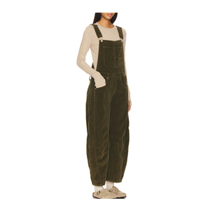 Tuta casual da donna con tasche con bottone laterale in velluto a coste staccabili - Product Image 2
