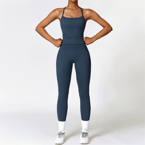 Conjunto Deportivo de 2 Piezas para Yoga, Top Deportivo sin Costuras y Leggings de Cintura Alta para <span class=keywords><strong>Mujer</strong></span>, Venta al por Mayor - Product Image 5