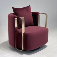 Chaise de luxe nordique pivotante en tissu de velours salon hôtel villa meubles de loisirs en bois massif