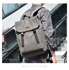 Minimalist Canvas <b>Backpack</b> 20-37L Waterproof Daily Use Unisex Soft Handle Zipper Closure - Product Image 5