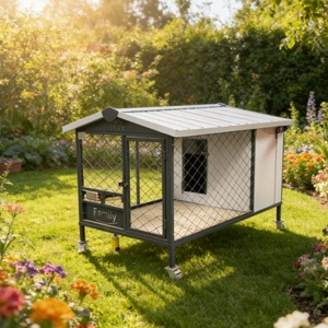 <span class=keywords><strong>Maison</strong></span> pour animaux de compagnie moderne pliable en acier inoxydable et bois pour petits animaux, cage extérieure imperméable, blanche - Product Image 4