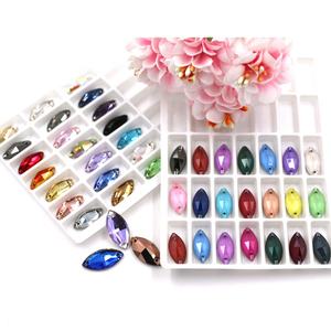 K9 الزجاج شكل عين الحصان شقة الظهر خياطة على الراين - Product Image 2