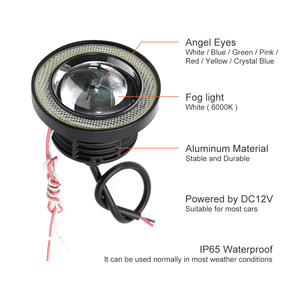Faro fendinebbia universale 12V per auto con Angel Eyes da <span class=keywords><strong>2</strong></span>.5, 3, 3.5 pollici (64MM, 76MM, 89MM) - Proiettore auto COB LED per guida diurna (DRL) e fendinebbia - Product Image 3
