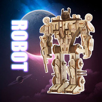 Puzzle 3D en bois coloré, jouet de montage DIY, modèle de robot, puzzles 3D en bois pour adultes