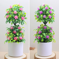 Zweistufiger Künstlicher Blumen-Bonsai im Topf, Simulierter Baum mit Weißem Topf für Heim-Tischdekoration