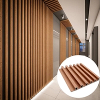 Tableros decorativos Cuadrados Negro Oro Rejilla de techo Wpc Paneles estriados Listón Madera Pvc Wpc Paneles de pared Interior con Led