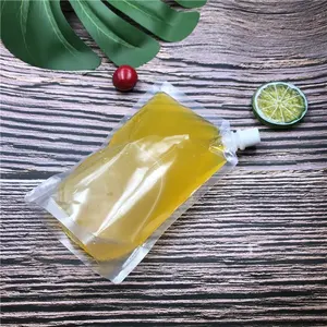 Bolsas de suco líquidas transparentes personalizadas, 8 10 onças, 12 onças e 300 ml, reutilizáveis, vazias, sem bico de plástico estampado, para suco