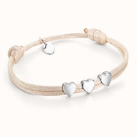 Bracelet en cordon de soie avec breloque cœur en acier inoxydable plaqué or 18 carats PVD, résistant à l'eau et au ternissement, bijou cœur d'amour pour maman