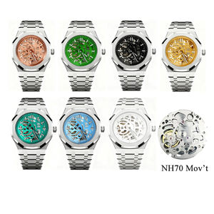 工場直販 高級メンズ自動巻き機械式腕時計 高品質ミネラルガラス スケルトン NH70ムーブメント改造時計 - Product Image 4