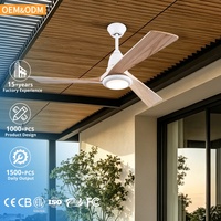 Ventilateur de plafond moderne en fer OEM/ODM de 52 pouces avec éclairage LED RGB, télécommande, variateur d'intensité et moteur DC à 6 vitesses pour salon