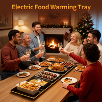 Plateau chauffant électrique pour aliments, surface en verre céramique, boîtier en acier inoxydable, 4-en-1, 10 réglages de température, minuterie, commande tactile