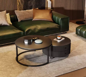 XINSHIYI Fabrication dessus en marbre pieds en métal doré ensemble de tables à café et à thé rondes meubles de salon - Product Image 3