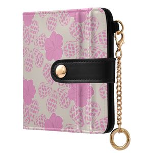 Hawaii Women <b>RFID</b> <b>Blocking</b> <b>Wallet</b> Slim PU Leather Card Holder Floral Print Mini Purse with Wrist Strap Chain Key Ring - Product Image 1