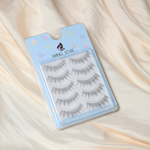 Cils en bande complète <span class=keywords><strong>Qingdao</strong></span> Wingstar WSCB-004, style naturel et léger, sans cruauté, échantillon gratuit, bande transparente, vente chaude - Product Image 1