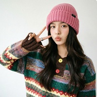 Bonnet en laine tricoté 100% avec logo personnalisé, doux, chaud, côtelé, à revers, pour sports d'hiver en extérieur, vente en gros, fabricant