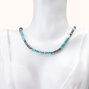 Collar de Cuentas Azul Turquesa, Cuentas Geométricas, Joyería de Moda para Fiestas - Product Image 1