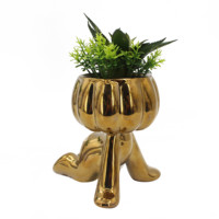 Tizen Faux Plantes Artificielle Humanoïde Creative Artisanat Décoratif En Céramique Succulente Figure Planteur Pot Simulation Plante Verte