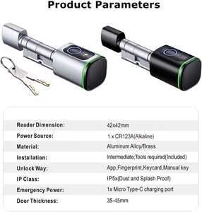 आसान रेट्रोफिट डिय अपग्रेड बायोमेट्रिक कीपैड स्मार्ट फिंगरप्रिंट लॉक, होम ऑफिस डोर टलॉक ट्यूय - Product Image 6