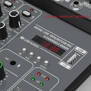 G4 <span class=keywords><strong>Mini</strong></span> 4-Kanal Professioneller Metall- & Kunststoff-Audiomixer <span class=keywords><strong>DJ</strong></span>-<span class=keywords><strong>Controller</strong></span> mit Geräuschunterdrückung USB für Bühneneinsatz - Product Image 5