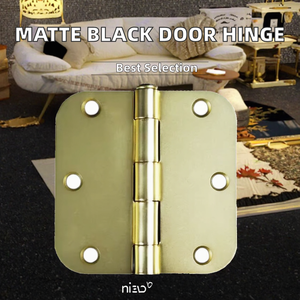 Matte Black Zinc Plated Alloy Corner <b>Door</b> and <b>Window</b> <b>Hinge</b> 3.5" 5/8R Rounded Corner - Product Image 2