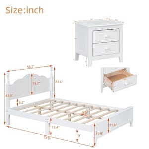 Modern Solid Wood 3-Piece Bedroom Set Full Size Platform <b>Bed</b> and Two Nightstands-White Eco-Friendly & Durable Home Furniture - Product Image 6