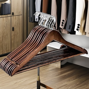 Custom Luxury Lacquer Wooden Single Tier Coat and Suit <b>Hangers</b> for Wardrobe Eco-Friendly Multifunction Clothing Storage - Product Image 1
