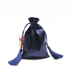 Bolsa de Regalo de Joyería de Satén con Cordón y Borla, Personalizada con Impresión, para Extensiones de Cabello y Empaque Textil - Product Image 1