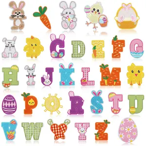 Kids Colour Letter Easter Patch embroidery chenille Patches Iron on / Sew on Alphabet Embroidery Clothes