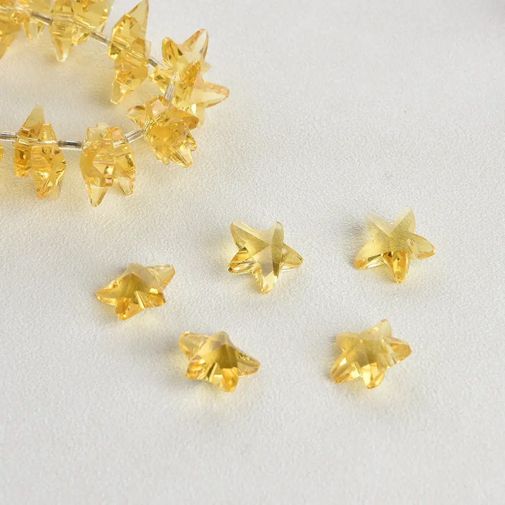 AB Plated Star Shape Glossy Crystal Beads Loose Bead Chain Irregular Glass Beads for DIY Bracelet Jewelry