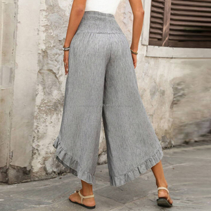 Pantalones Cortos <span class=keywords><strong>de</strong></span> Pierna Ancha con Cintura Alta y Elástica para Mujer, Estilo Culotte - Product Image 2