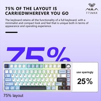 AULA F75 MAX 游戏机械键盘 75% 有线//2.4G 热插拔 RGB 电竞键盘，带 TFT 屏幕，适用于 PC 办公