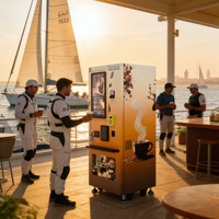 Distributeur automatique de café, fonction automatique, café chaud, thé glacé au lait, paiement par code QR SDK, corps en acier, écran tactile, capacité de 150 pièces