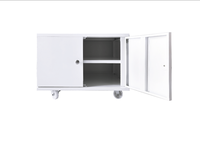 Support d'imprimante vintage en métal à double porte, piédestal mobile en acier, armoire de classement, établi pour photocopieur en acier avec roulettes pivotantes