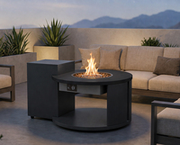 Table de foyer extérieur/intérieur en acier personnalisée, au charbon ou au gaz, avec/sans pare-vent en verre, vente en gros, ODM, OEM