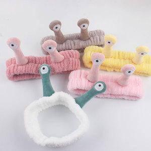 Elegant <strong>Snail</strong> Style Hair Strap Funny Cartoon Cute Coral Fleece Elastic <strong>Headband</strong> for Women Girls Makeup Wash Face Hair Decoration - Product Image 4