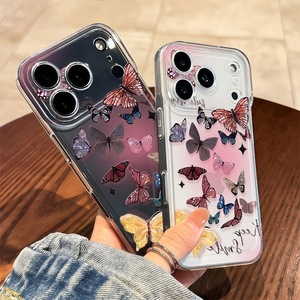 fashion transparent colorful butterfly clear mobile phone case for iPhone 7-17promax soft TPU print back <b>cover</b> OEM factory - Product Image 1