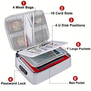 Multi-Functional Waterproof Fireproof Document Organizer Lock Zipper Closure File Storage <b>Pouch</b> for Home Office Passport <b>Money</b> - Product Image 2