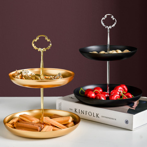 Oturma Odası Aile Tipi Yaratıcı Demir Sanatı Çok Katlı Servis Sepeti Şekerlik Çift Katlı Meyve Tabağı - Product Image 5